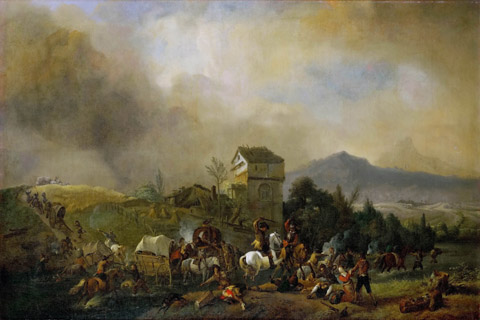 (Philips Wouwerman -- Attack on a line of coaches)