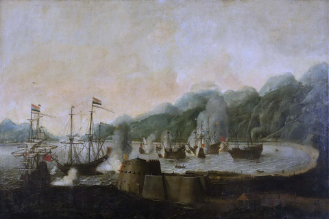 (Anthonissen Hendrick van De verrassing van drie Portugese galjoenen in de Baai van Goa 30 september 1639.jpeg)