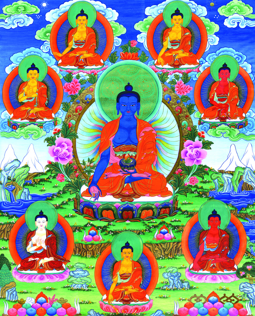 药师八佛_隋唐时期_国画_历代国画艺术长廊