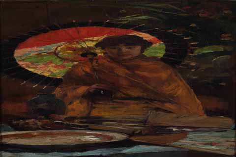 《女孩与日本阳伞》(Willem de Zwart Girl with Japanese parasol)