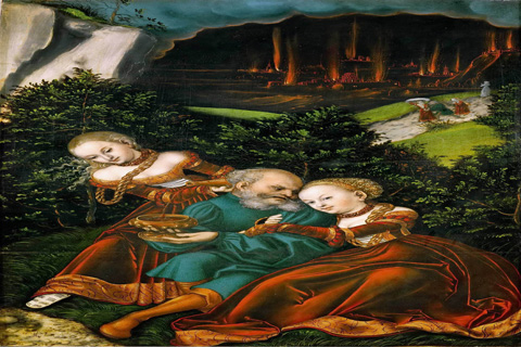 (Lucas Cranach the elder -- Lot and his Daughters)