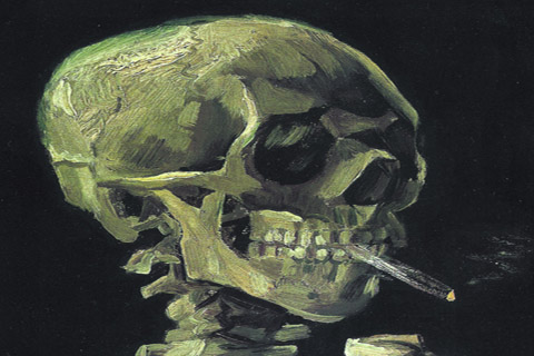 《头骨与香烟燃烧》-文森特·威廉·梵高(头骨与香烟燃烧-文森特·威廉·梵高-荷兰)