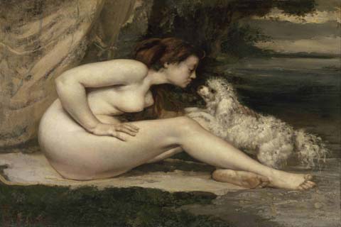 (Gustave Courbet Nude Woman with a Dog)