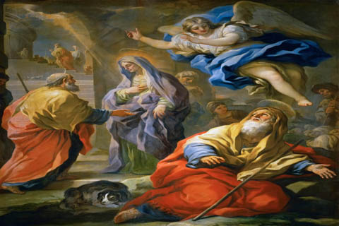 (Luca Giordano -- Annunciation to Joachim and Meeting )