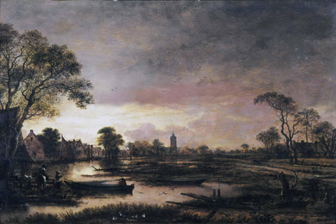 《景观河道》(Aert van der Neer - River Landscape)