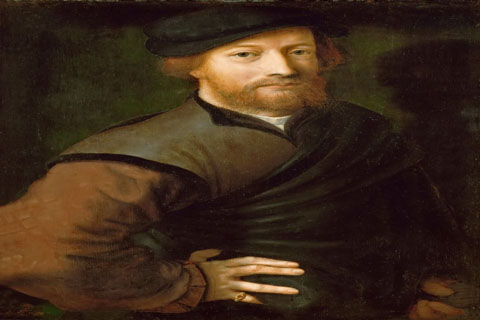 (Jan van Hemessen (c. 1500-c. 1575) -- Portrait of a Man in Brown and Black)