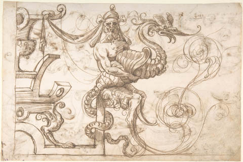 (attributed to Andr閟 de Melgar Seated Satyr Holding a Shell Dragon horizontal)