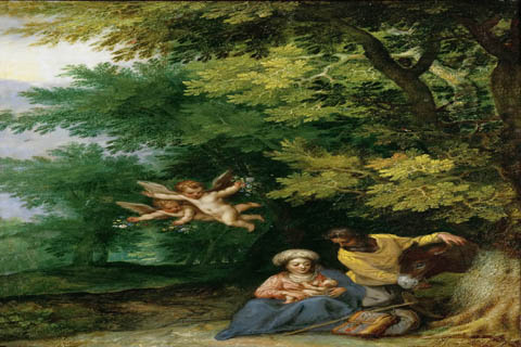 (Brueghel, Jan The Elder (1568-1625) -- Отдых на пути в Египет)