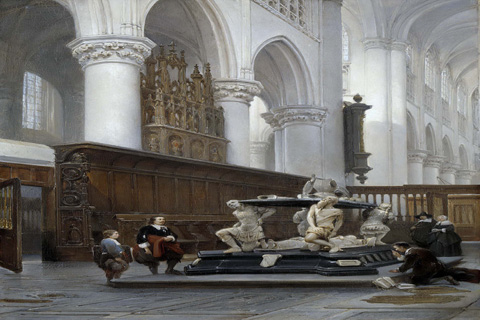 (Bosboom Johannes Het koor van de Onze Lieve Vrouwekerk te Breda met het grafmonument van Engelbert II van Nassau 1843)