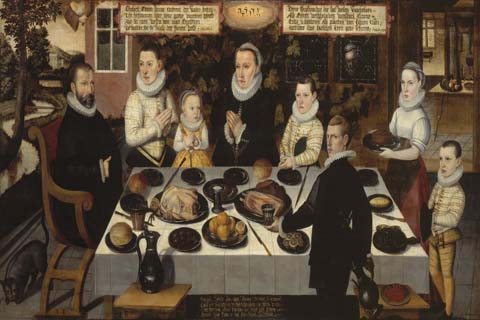 (Anonieme Meester - A protestant Family during dinner)