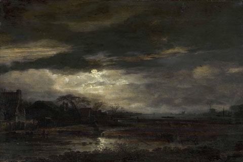 《日落时分的景观》(Aert van der Neer - Landscape at Sunset)