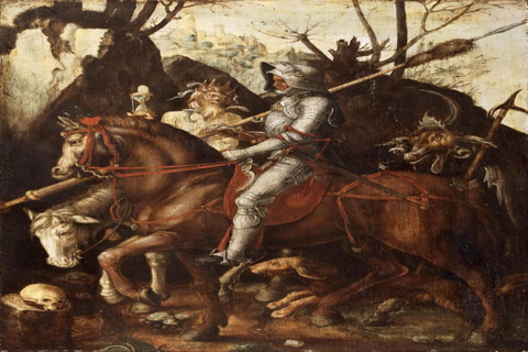 《死亡骑士和魔鬼》-科内利斯·范·达朗(Attributed to Cornelis van Dalem Netherlandish (active Antwerp) first documented 1545 died 1573 A Knight Death and the Devil.tif)