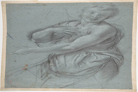 (Annibale Carracci Study for an Angel (recto)- Study of a Cushion)
