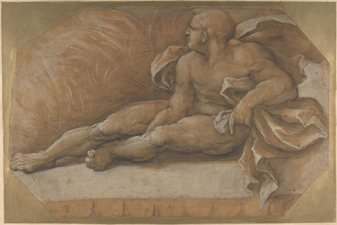 (Amico Aspertini Nude Male Figure Seated on the Ground)