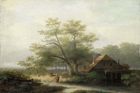 (Arends Lodewijk Hendrik Watermolen in een bosachtig landschap 1854-05-14)