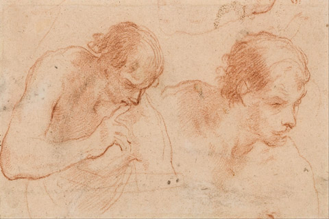 (Andrea Sacchi Two studies of the bust of a man turned towards the right)