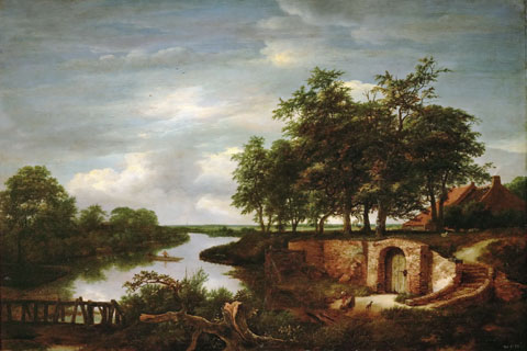 (Jacob van Ruisdael (1628 or 1629-1682) -- River Landscape with Entrance)