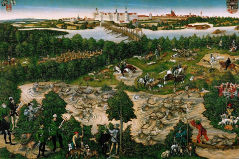 (Lucas Cranach the younger -- The Stag hunt of Elector Johann Friedrich)