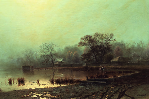 《克拉斯尼日池塘上的薄雾》-列夫·卡米诺夫(克拉斯尼日池塘上的薄雾-列夫·卡米诺夫-俄罗斯)