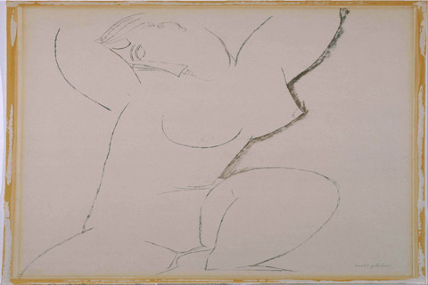 《女像柱》-阿米地奥•莫迪里阿尼(Amedeo Modigliani (1884–1920)-Caryatid)