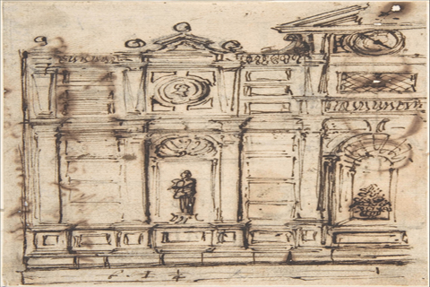 (Anonymous Fragment of Architectural Drawing Fragment of Letter with Pen)