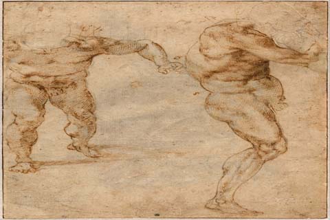 (Michelangelo Buonarroti (1475–1564)-Two Nude Studies of a Man St)