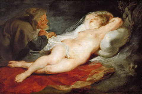 (Peter Paul Rubens -- Hermit and Sleeping Angelica)