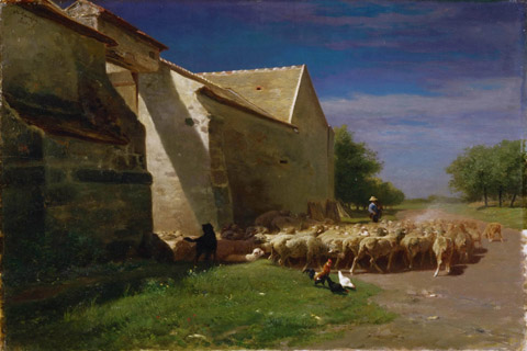 (Charles-¨¦mile Jacque French 1813-1894 Sheep Leaving a Farmyard.tif