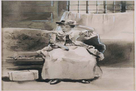 《坐着的女人》-阿瑟·鲍恩·戴维斯(Arthur Bowen Davies (1862–1928)-Seated Woman)