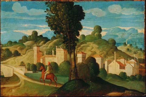(Girolamo Da Santa Croce (1480 - 1556) (Italian)-Landscape with Rider)
