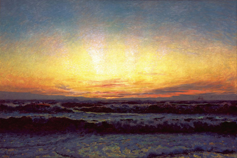 (Laurits Tuxen The North Sea in stormy weather After sunset Hojen)